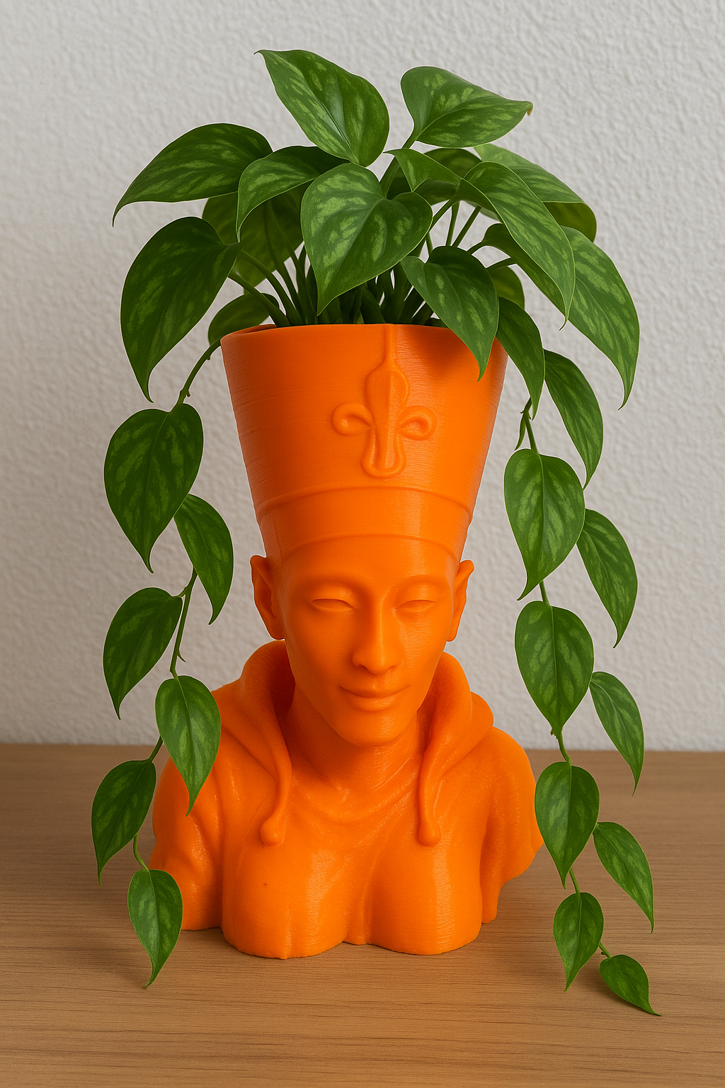 🏺 Pot de fleur 3D – Visage de Néfertiti – Édition antique